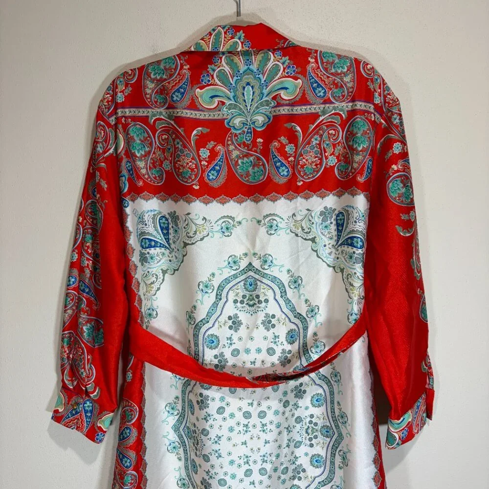 Zara Multicolor Printed Button Up Maxi Midi Shirt Dress - Picture 15 of 16